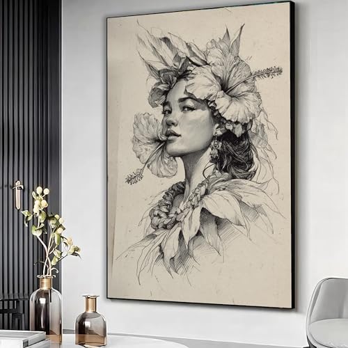Dessin botanique sur toile haute définition avec cadre intérieur