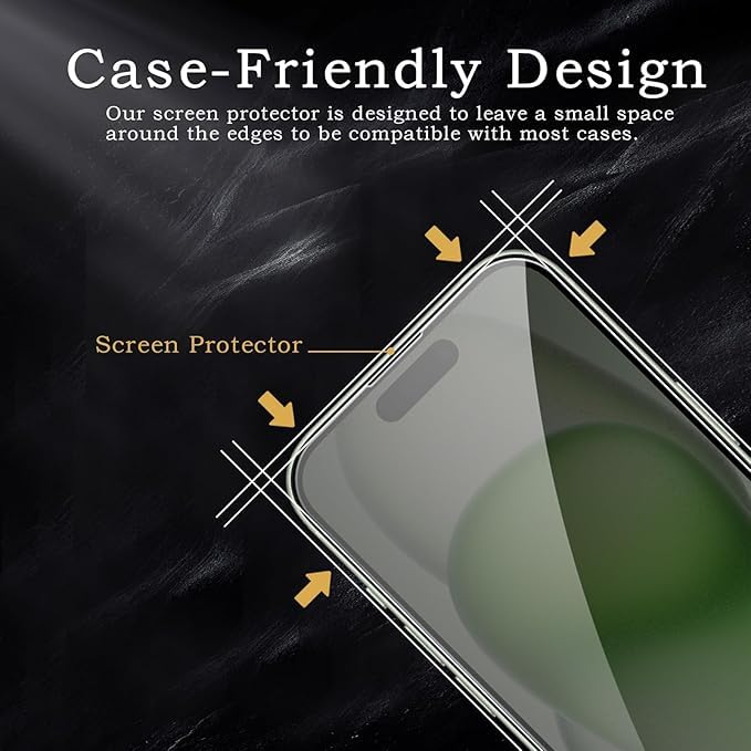 Image of [ 2+2 Pack Privacy Screen Protecor for iPhone 15 Plus Anti-Spy Shatterproof Tempered Glass with Camera Lens Tempered Glass 9H Hardness Bubble Free Anti-Glare Case Friendly