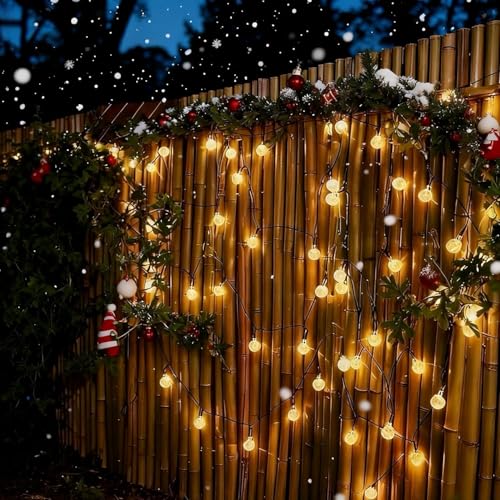Image of 20 LED Solar Globe String Lights from Waterproof Outdoor Fairy Lights with 8 Modes | Warm White Decorative Lights for Garden, Patio, Balcony & Festive Decor
