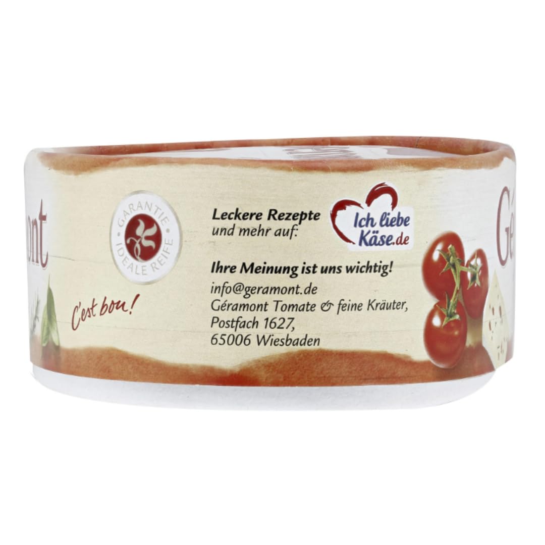 Géramont Weichkäse mit Tomate & feinen Kräutern – 180 g, 4er Pack | Französische Käsezubereitung aus Kuhmilch | Cremig & aromatisch