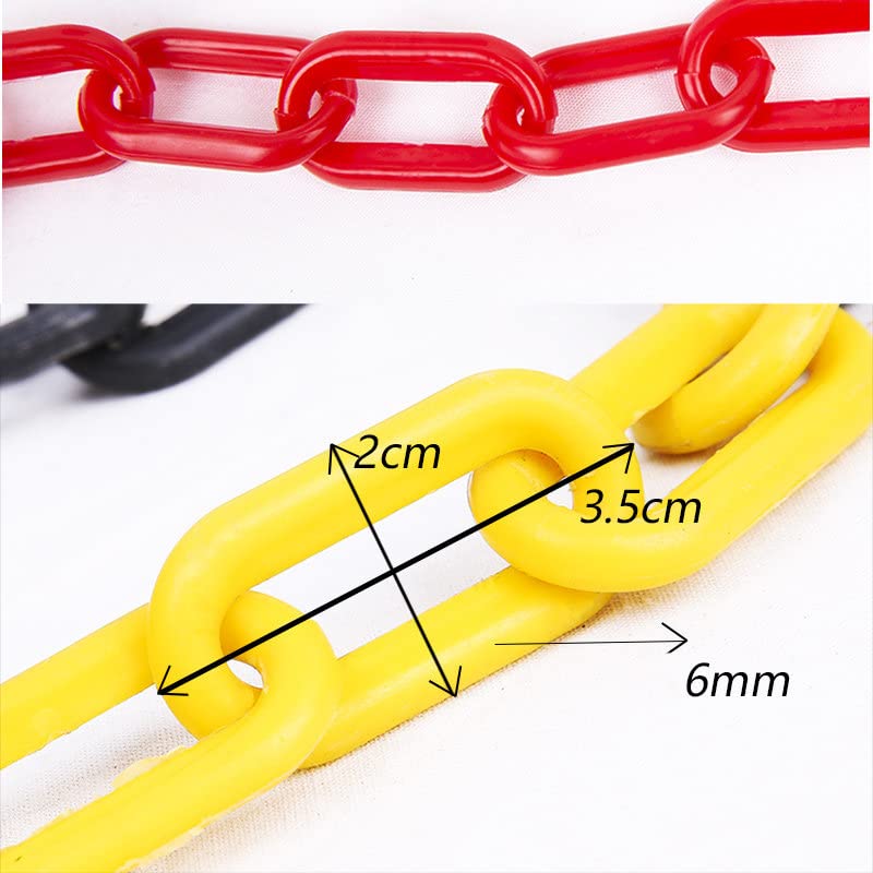 Kunststof ketting kunststof barrière kettingschakel, parkeerplaats barrière diverse kleuren kunststof ketting veiligheid voor decoratieve tuinhek 6 mm x 5 m (5 kleuren, rood en wit