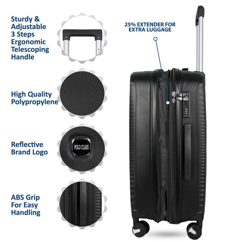 Image of Polo Class 2Pc Set Trolley Bags (20 /24 inch) - Black