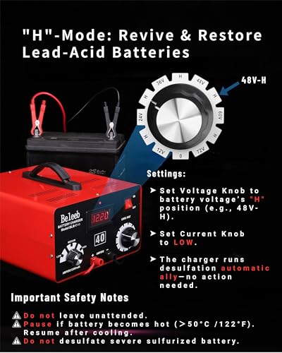 Image of Multi-Voltage Battery Charger 12V 24V 36V 48V 60V 72V for LiFePO4, Lithium Batteries, High Voltage Pulse Desulfator for Lead-Acid, for Car, Golf Cart, RV, Marine, Boat