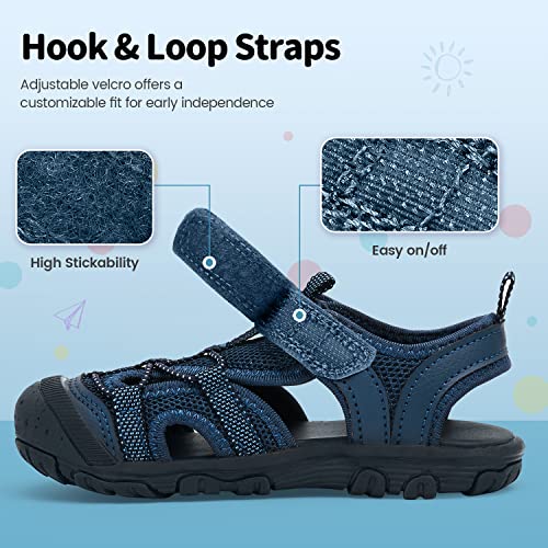 Roknemo Kids Sandals For Boys & Girls - Athletic Closed-Toe Toddler Water Shoes - Perfect For Summer Beach Hiking Outdoor Sports Unisex Child Sandals (Toddler/Little Kid) - Blue Toddler 6 #TOP4