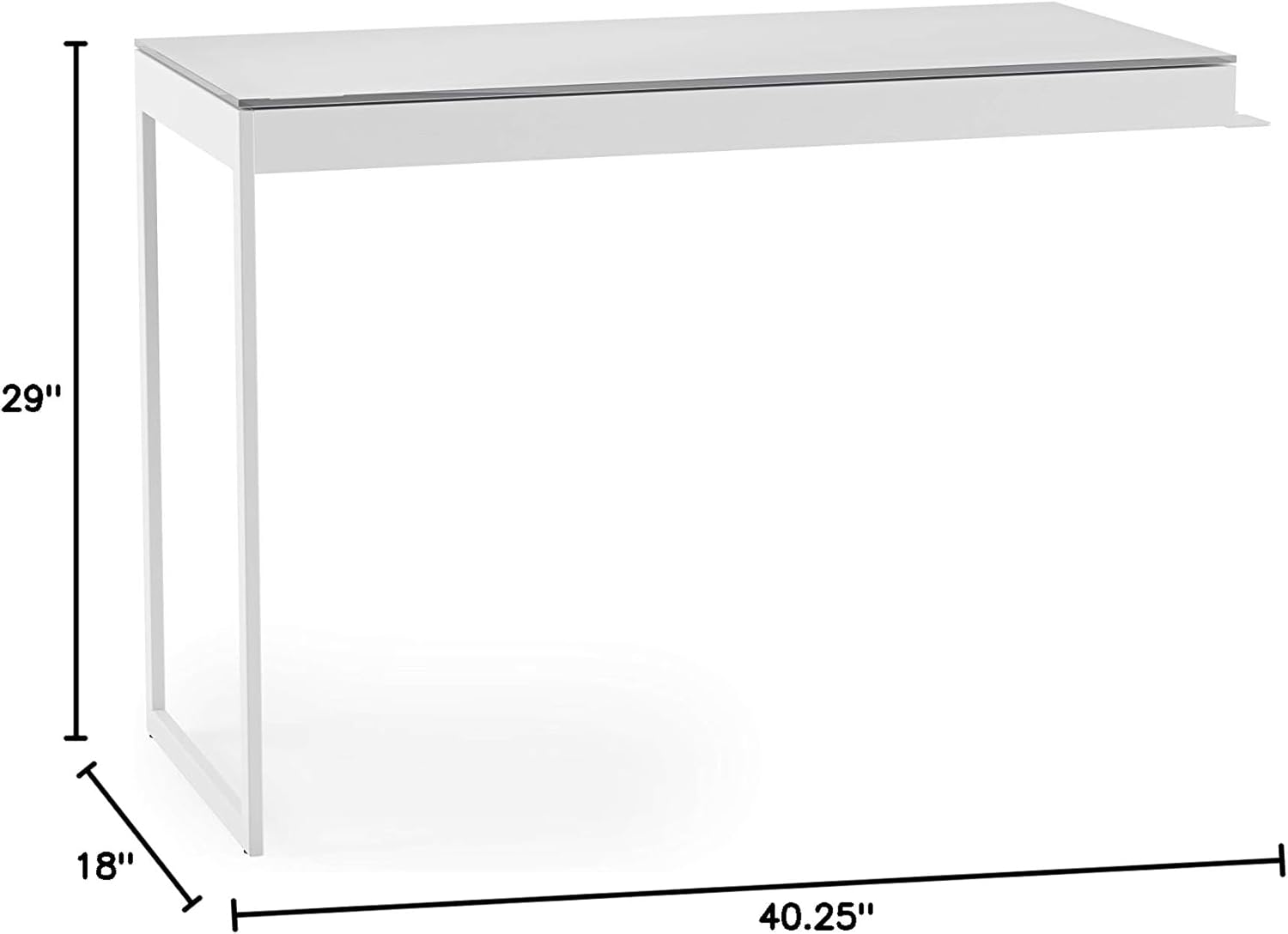 BDI Furniture Centro 6402 Office Desk Return, 40" x 18" for use on Left Side or Right Side of Centro 6401 Office Desk, Satin White/Grey Etched Glass