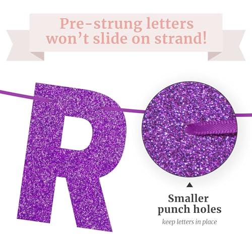 image for Perfect Occasion Pre-strung Happy Birthday Banner - No DIY - Purple Gl