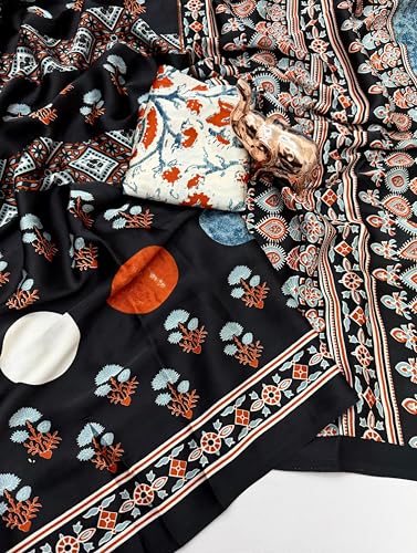 Image of SATIKA VASTRAM Modal Silk Ajrakh Saree Bandhani Design Crepe Printed Designer Pallu Attach Blouse Piece