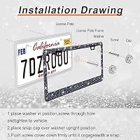 GaRhomxy Bling License Plate Frames for Women, 2 Pack Handcrafted Sparkly Rhinestone Car Accessories, Premium Stainless Steel Frame with 1000+ Faceted Glass Crystals & Free Glitter Caps (Black) — image 5