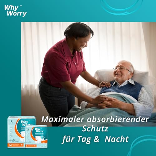 WhyWorry Windeln für Erwachsene, Inkontinenz Slip für Frauen und Männer, Erwachsenen Windel mit maximale Saugfähigkeit, Auslaufschutz über Nacht, Unisex, Größe XL, 15 Stück