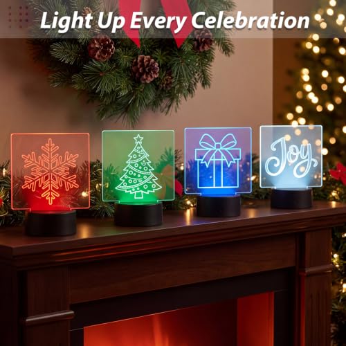 Image of Honoson 6 Set LED Acrylic Light Base, Night Lamp Kit,Square Style
