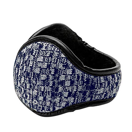 Unisex Winter Earmuffs - Earflap Foldable Winter Windproof Ear Warmers for Men Women Knited Plush Lined Earcaps (Blue)