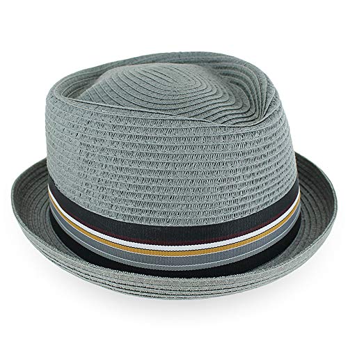 Image of Belfry Men /Women Summer Straw Pork Pie Trilby Fedora Hat in Blue, Tan, Black