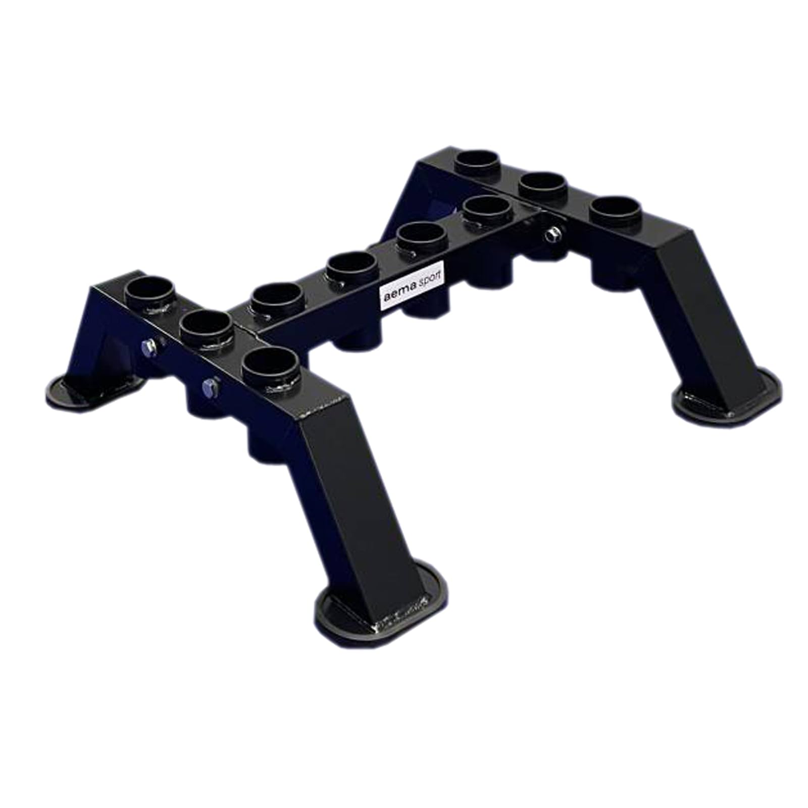 Soporte Barras Olímpicas 50mm con Patas Antideslizantes con Capacidad para 10 Barras - Soporte Horizontal para 10 Barras Olímpicas - Accesorios para Gym - Soporte para Barra en Casa