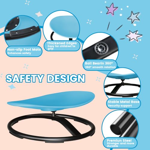 Image of Pterying 21 inch L x 19 inch W Large Size Spinning Chair for Autistic Kids, Ages3+ | Autism Sensory Products, Sensory Toys Gifts for Kids with Autism & ADHD, Training Body Coordination, Azure Rounded Shape