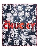 Spirit Halloween Chucky Heads Fleece Blanket, Multicolor