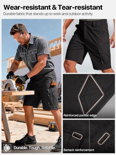 Image of FREE SOLDIER Men's Cargo Shorts Durable Relaxed Fit Side Elastic Waist Work Utility Shorts with 8 Pockets