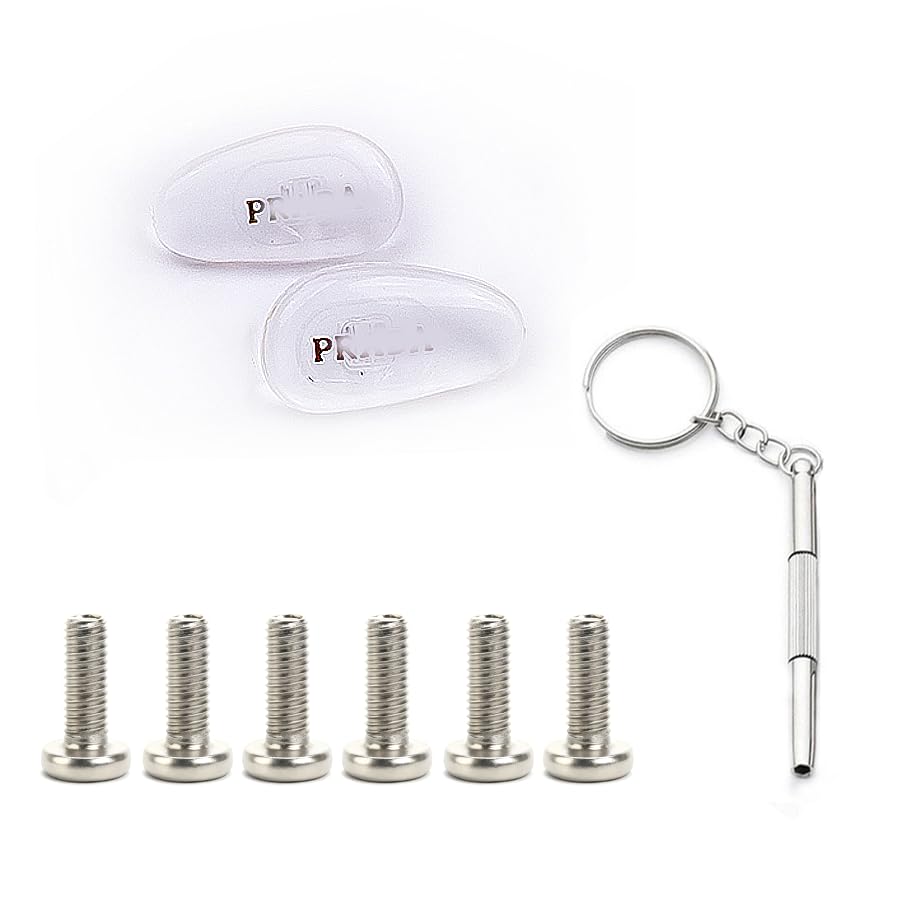 Replacement Nose Pads for Prada Eyeglasses Sunglass Accessory Includes Screwdriver and Nose pad Screws (Sliver)