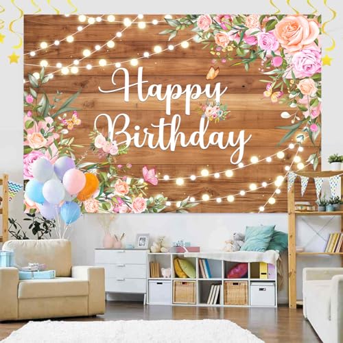 Fondo fotográfico floral rosa 10x8ft efecto rústico miniatura 3