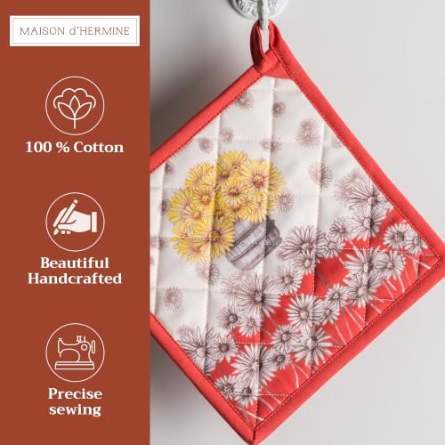Maison d'Hermine Topflappen-Set, 100% Baumwolle (20 cm x 20 cm, 2er-Pack) – Ansicht 2