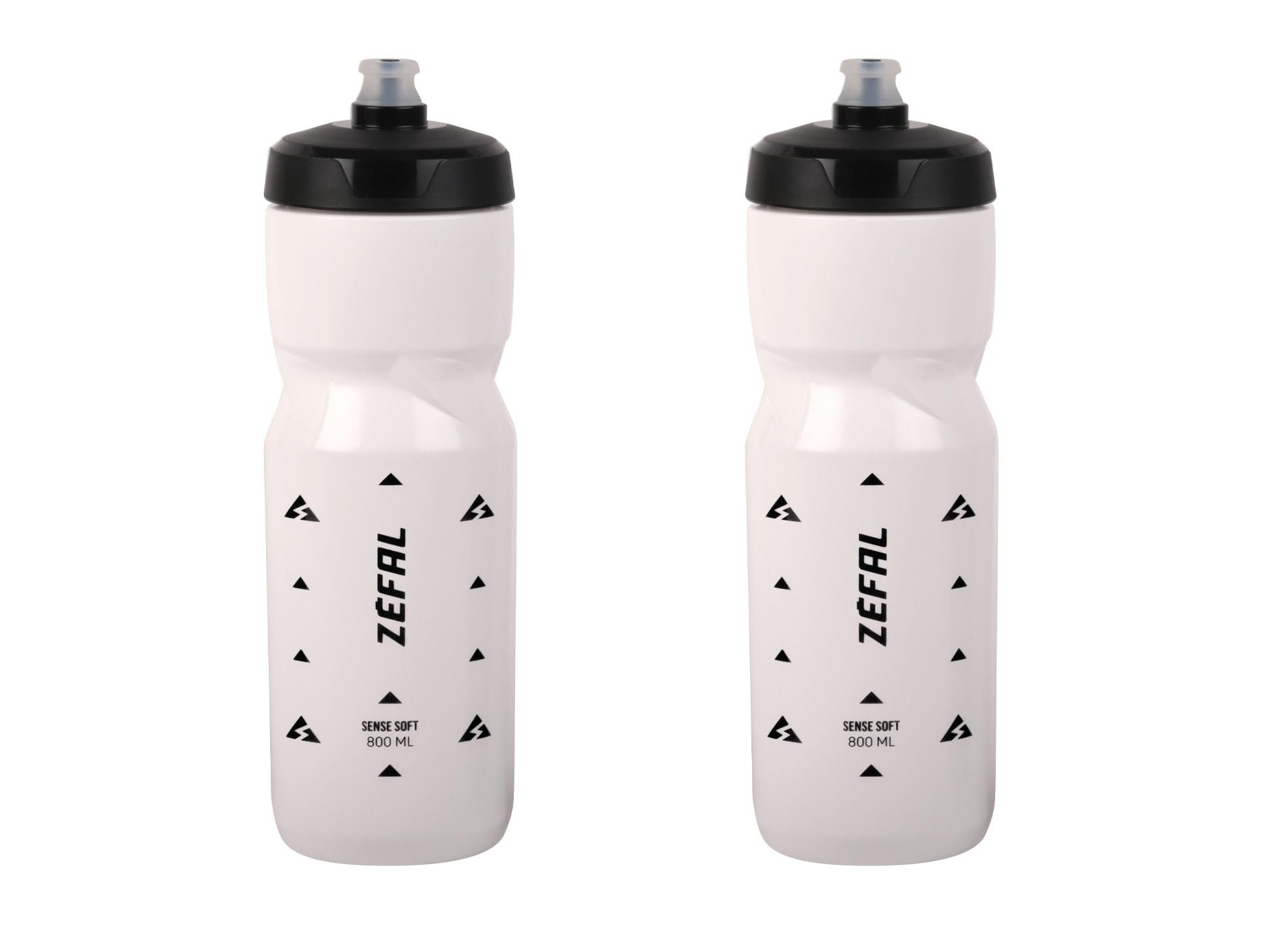 ZEFAL Zestaw Sense Soft 80 Bidon rowerowy i MTB - Zestaw dwóch miękkich i bezwonnych butelek sportowych - kanister na wodę bez BPA - silikonowy smoczek - biały, 2 x 800 ml