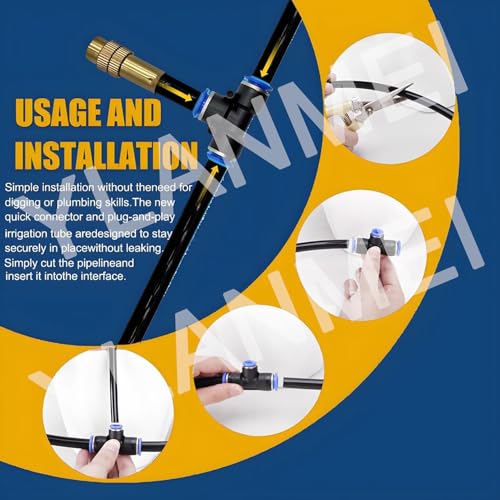 Automatic 360° Adjustable Irrigation System Kit with Timer, Fogging Sprinkler for Outdoor Garden, Lawn, Yard, Greenhouse - 20m/65.6ft Drip Watering Solution