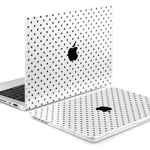 Image of MEEgoodo Case for MacBook Pro 14 inch (M5 /M4 /M3 /M2 /M1) Pro /Max 2026 2025 2024 2023 2021, Laptop Case Fit Model A3427 /A3426 /A3434 /A3112 /A3401 /A3185 /A2918 /A2992 /A2779 /A2442, Poka Dot Black