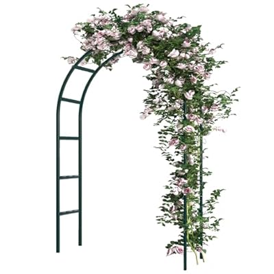 RUBFAC Metal Garden Arch, Wedding & Event Decoration, Garden Trellis for Climbing Plants, Assemble Freely 2 Sizes for Various Climbing Plant Roses Vines Bridal Party Decoration, Army Green, 1 Pack