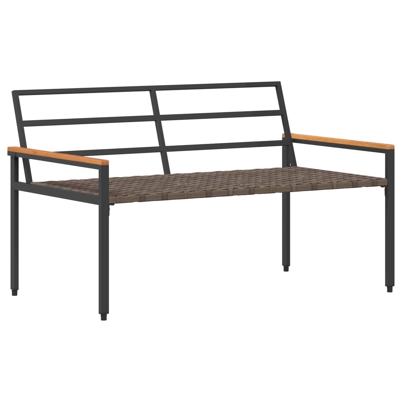 Ławka Ogrodowa Polirattan 2 Osoby 116 x 67,5 x 72 cm | Blat Z Drewna Akacjowego, Regulowane Nóżki, Zdejmowane Poszewki, Na Taras