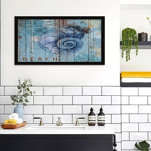 Panneau mural encadré mer et décoration rustique bois extérieur