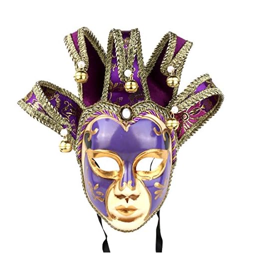 YU FENG Vintage Jolly Joker Venetian Masquerade Mask Costume Halloween Cosplay Mask For Party,Ball Prom,Mardi Gras,Wall Decoration (Purple)