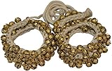 Kathak Ghungroo Tied with Cotton Cord String White Bell Pair Kathak Ghungru Anklet Musical Instrument Pair 50+50 Bells (12 no.Ghungroo) Indian Classic Dancing