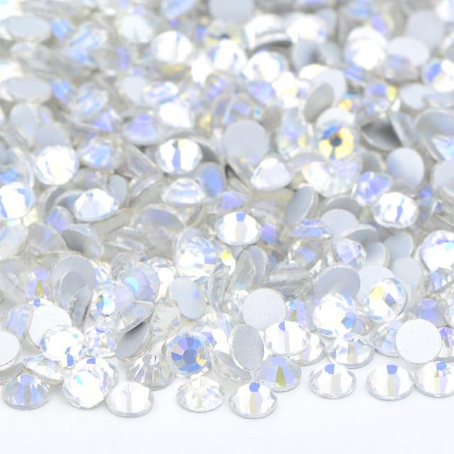Wholesale 100 Bruto SS6 8 10 12 16 20 30 Cristal Rosa Violeta Parte trasera plana Cristal Rhinestone Bulk Pegamento en la decoración de uñas Piedra-02 Crystal AB, ss6 100gr 14400pcs 40 Moon Shade ss12
