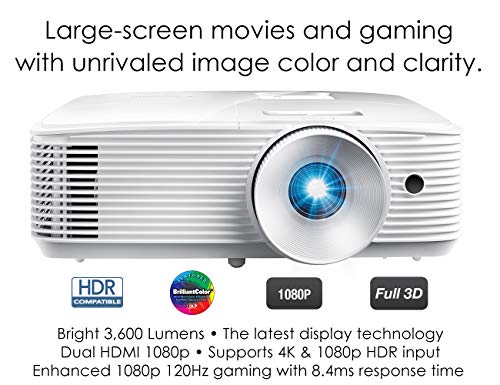 Optoma HD28HDR 1080p Home Theater Projector: 4K Support, HDR, 120Hz Refresh Rate, Enhanced Gaming Mode, 3600 Lumens