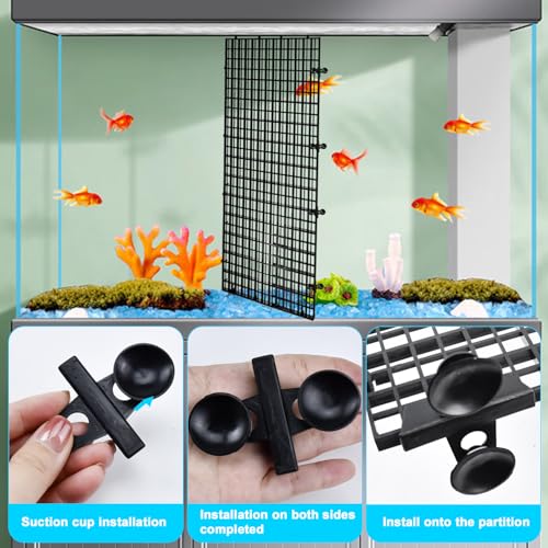 Image of 8PCS Aquarium Fish Tank Divider 12x12 Inch Aquarium Filter Bottom Divider Partition with 10PCS Sucker Clips for Fish Tank Organization