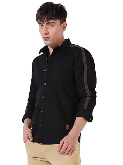 Campus Sutra Men's Cotton Solid Button Up Colla Shirt for Casual Wear | Shirt Crafted with Regular Sleeve, Comfort Fit & High-Performance for Everyday Wear