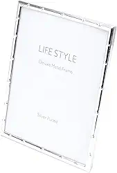 WOLFF Porta-Retrato de Aço Bambu Prata 20cm x 25cm - Enxoval - Casamento - Decoração - Álbum de Fotos - Enfeites - Moldura Elegante Para Mesa e Parede