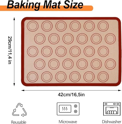 Silicone Baking Mat 40x30 cm, Extra Thick, Non-Stick, Heat-Resistant, Reusable Cooking Bakeware Mat, Cookies, Pies, Pizza, Baking Accessories, BPA-Free, Easy to Clean - (1 PCS Brown)
