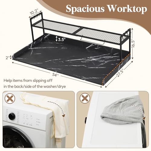 Image of Lifewit Washer Dryer Countertop with Shelf, Black Marble, 54''x 27.5''