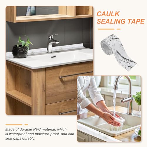 Image of PATIKIL Caulk Tape Waterproof Self Adhesive, PVC Toilet Caulking Sealant Strip Bathtub Caulk Sealing Strip Tape for Bathroom Kitchen Countertop, Ink Stone Pattern (1.5 Inch x 5 Ft)