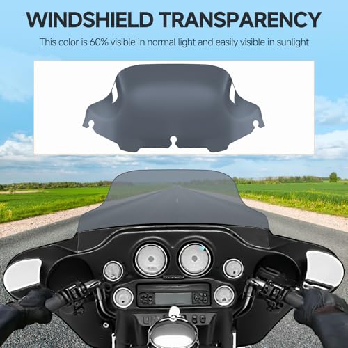 Image of 8 inch Smoke Motorcycle Wave Windshield Windscreen Wind Splitter Fit For 1996-2013 Harley Davidson Touring Street Glide Electra Glide Tri Glide Flht Flhx Flhtk Flhtc Flhtcu