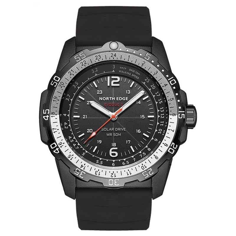 Front view of the NORTH EDGE EVOQUE 2 black wristwatch
