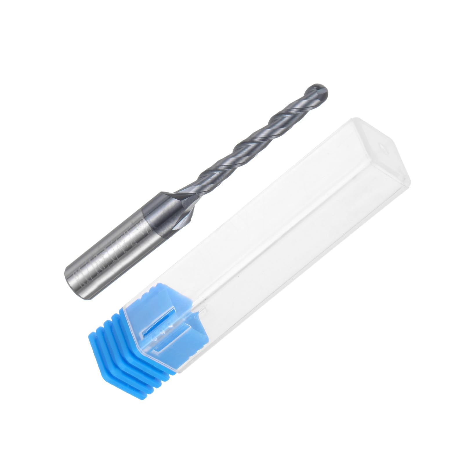 QUARKZMAN Fraise à Bout Sphérique pour Fraiseuse CNC, Rayon 1/16" Tige de 1/4" en Carbure de Tungstène Revêtu Tialn, Spirale Ascendante à 2 Flûtes, 1/8" de Diamètre et 2" Longueur Totale