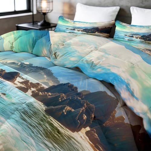 Edredón sin funda de edredón lavable 135x200 cm azul celeste estilo rural 5
