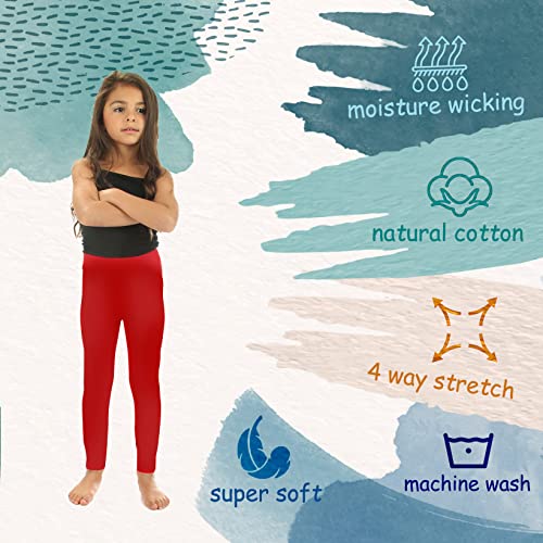 Silky Toes Little and Big Girls Premium Cotton Leggings/Size 2t to 16/ Many Colors for School Uniform Red4