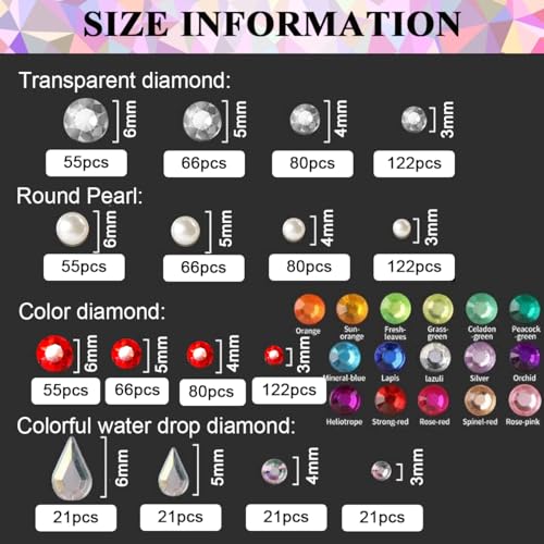 Image of MAYCREATE 4 Sheet Face Gems Rhinestones Pearl Stickers Kit for Makeup with Tweezer, Self-Adhesive Glitter Color Festival Face Jewels Hair Gems Sticker for Crafts, Nail Art, Clothes Making