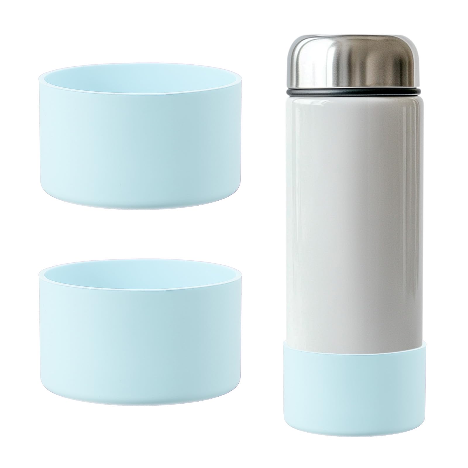 YELARXI Tumbler Boot Silicone Anti-Slip Protective Sleeve Bottom Water Bottle Accessories, 3 Inch Diameter Fit for Stainless Steel Sports Vacuum Flask - 12-40oz (2 Pack, Light Blue) โ image 1