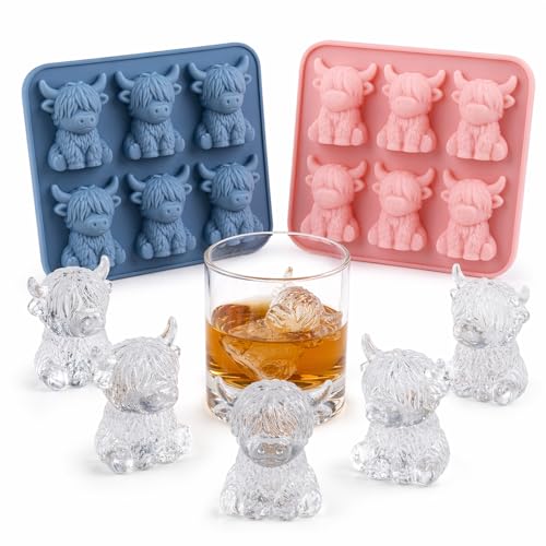 Molde de silicona para cubitos de hielo diseño vaca Highland 2 piezas miniatura 1