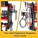SOYEEZE Large Power Tool Organizer Wall Mount with Charging Station, 3 Layer Heavy Duty Metal Tool Storage Rack with 8 Drill Holder, Tool Holder Built in 8 Outlet Power Strip-Red