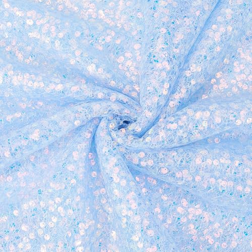 Uso multifunzionale:il tessuto a rete di paillettes blu può essere utilizzato per realizzare abiti da sposa, guanti, cravatte, cappelli, tovaglie, copricuscini per cuscini, costumi da ballo, borse, decorazioni sirena, eccetera., per soddisfare le esigenze decorative Dellse diverse occasioni
