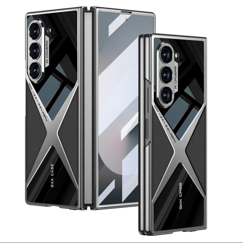 Image of MILLION CASES Back Cover Case for Samsung Galaxy Z Fold6 Shockproof Protective Polished Guard Business Leather Case for Men & Boys(Natural Titanium)